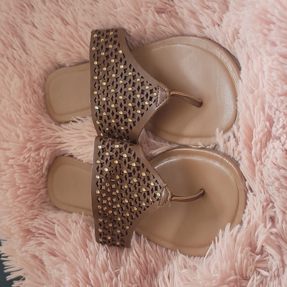 Yellow Box Jeweled Faux Leather Sandals (8.5)